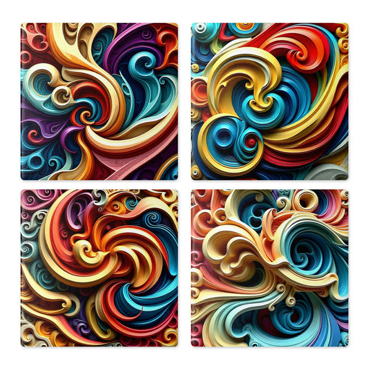 Swirl Art Stone Coasters (4-Design Pack)