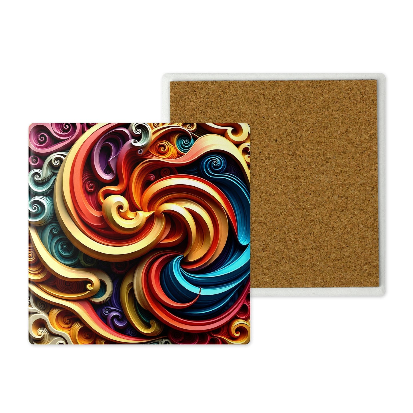 Swirl Art Stone Coasters (4-Design Pack)