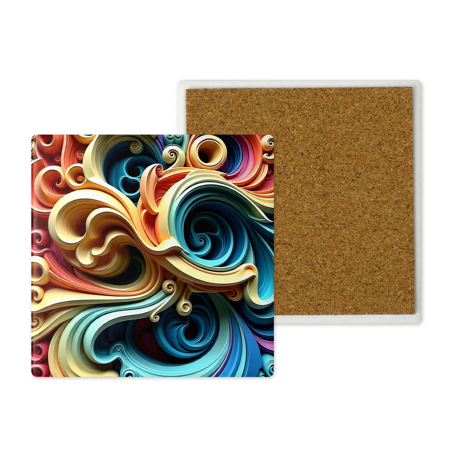 Swirl Art Stone Coasters (4-Design Pack)